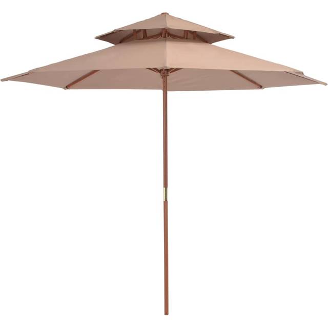 vidaXL Double Decker Garden Parasol with Wooden Pole 270 cm Anthracite