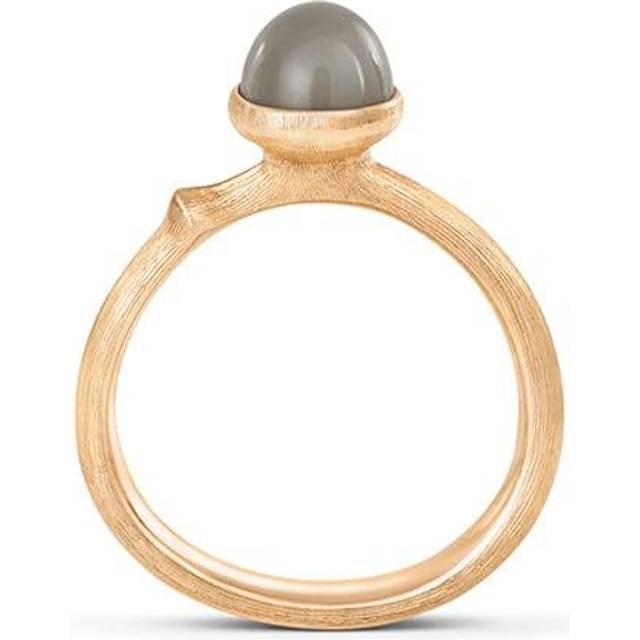 OLE LYNGGAARD COPENHAGEN Lotus 0 Tiny 18 kt. guld ring med grå månesten