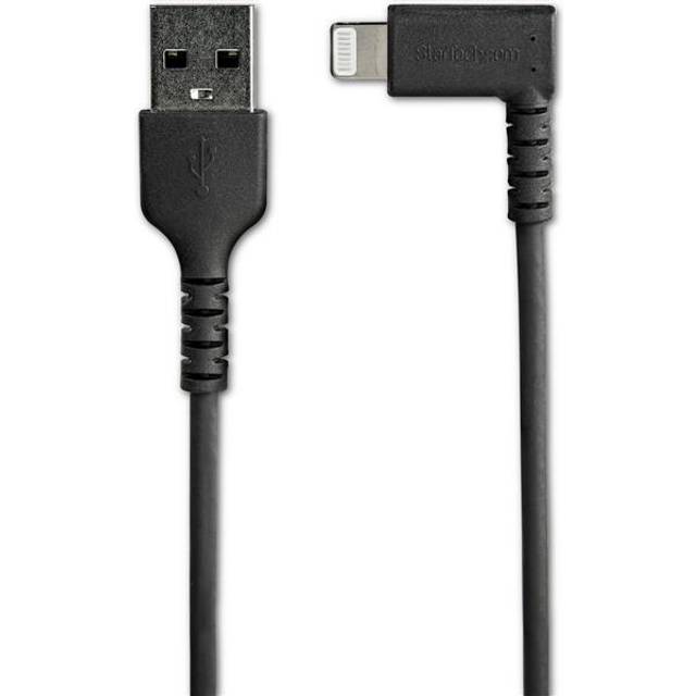 StarTech.com 2 m USB-A till Lightning-kabel – 90° högervinklad USB typ-A till laddningskabel – synkroniseringskabel – Apple MFi-certifierad iPad/iPhone 12 – Svart (RUSBLTMM2MBR)