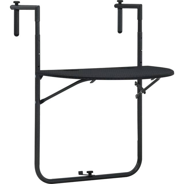 vidaXL Hanging Balcony Table Black 60x64x83.5 cm Plastic Rattan Look