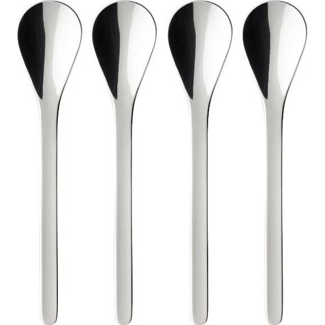 Villeroy & Boch 12-6446-9595 Coffee Passion Espresso Spoon, Set of 4, Stainless Steel, Porcelain, Silver
