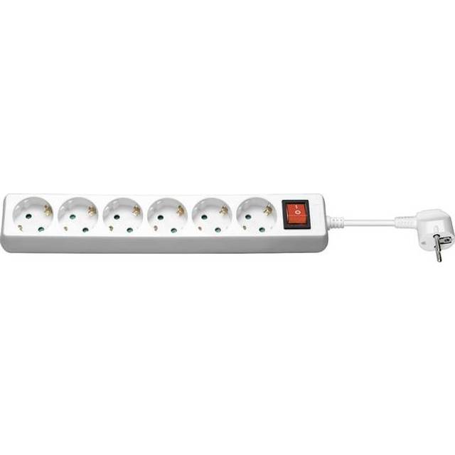 Goobay 38845 uttagslist med strömbrytare, 6 kortplatser, vit, 5 meter