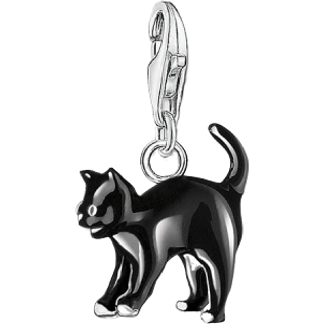 Thomas Sabo Dam berlock katt svart berlock klubb 925 sterlingsilver 0701-007-11, Emalj, Ingen ädelsten