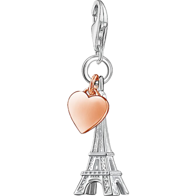 Thomas Sabo Eiffel Tower with Heart Charm - Silver,Rose - 30 x 10mm