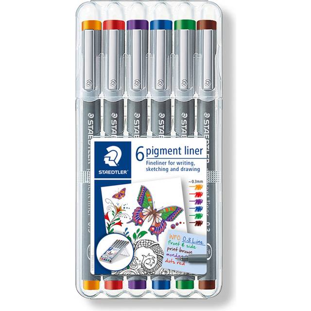 STAEDTLER 30803-SSB6 0.3 mm Coloured Pigment Liner - Multi-Colour (Pack of 6)
