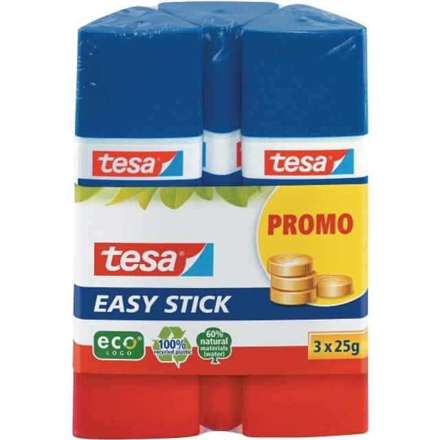 tesa? Easy Stick ecoLogo? Triangular Glue Stick - Odourless - Solvent-free - 3x 25 g
