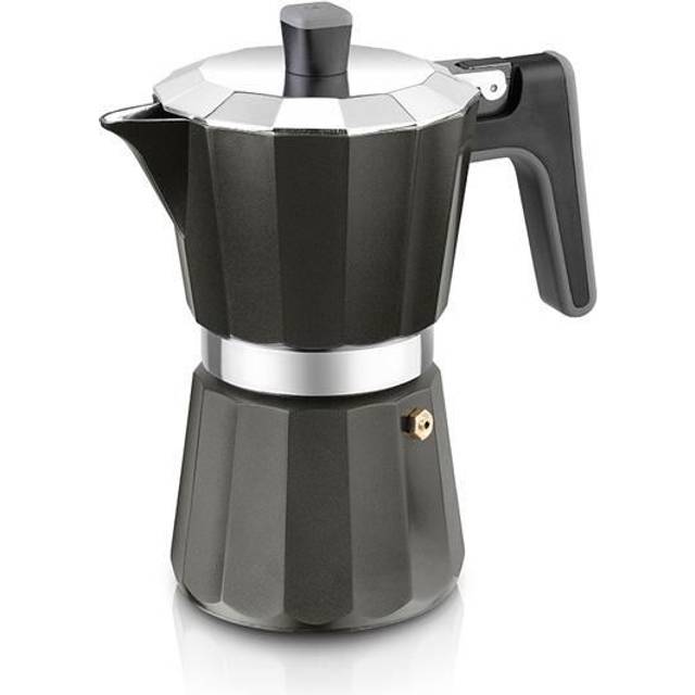 BRA Perfect Black - Italiensk kaffebryggare Induktion, Aluminium, Kapacitet 9 koppar, svart