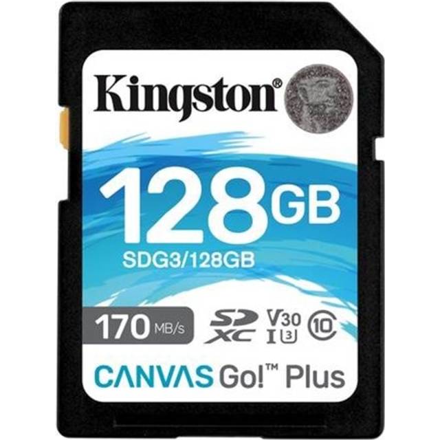 Kingston Canvas Go! Plus - Flash-minneskort - 128 GB - Video Class V30 / UHS-I U3 / Class10 - SDXC UHS-I