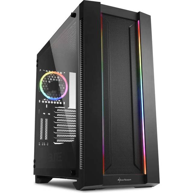 Sharkoon Elite Shark CA200M, PC-Gehäuse, ARGB, 8-Fach RGB-Steuerung, klassischer und vertikaler Grafikkarteneinbau
