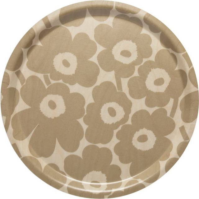 Marimekko Mini Unikko rund bricka Ljusbrun-beige
