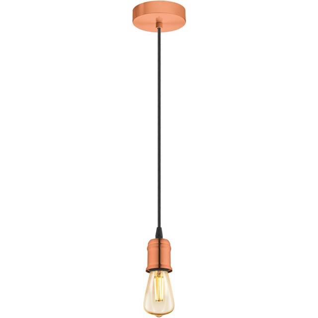Eglo Yorth, Hänglampa med 1 glödlampa, hängande lampa, vintage, industriell, modern, hänglampa, stål i matt nickel, kabel i svart, matbord, vardagsrum, hängande med E27-sockel