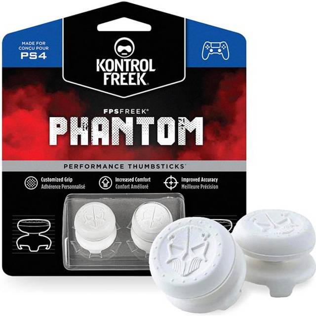 KontrolFreek FPS Freek Phantom för kontroller till PlayStation 4 (PS4) och PlayStation 5 (PS5) | Performance Thumbsticks | 2 höga konkava | Vit