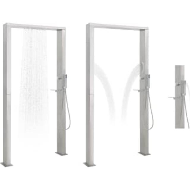 vidaXL Outdoor Shower Stainless Steel Double Jets