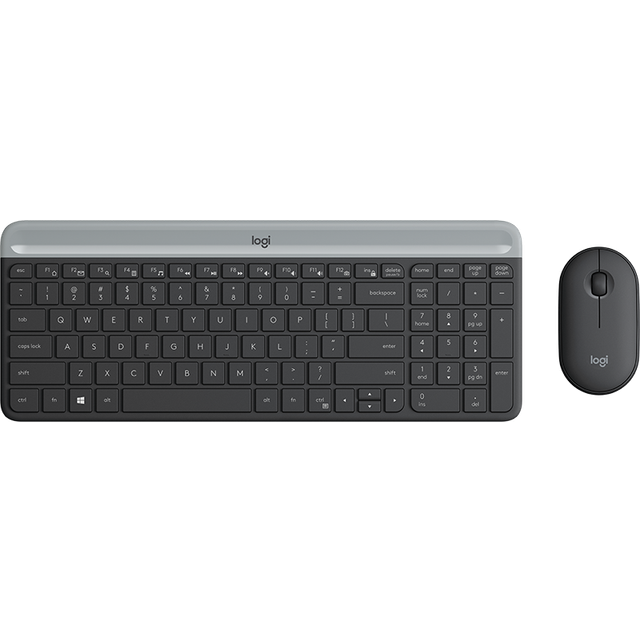 Logitech MK470 – tunn trådlös tangentbords- och muskombination in Grafitgrå, Dansk/norsk/svenska/suomalainen (Qwerty)
