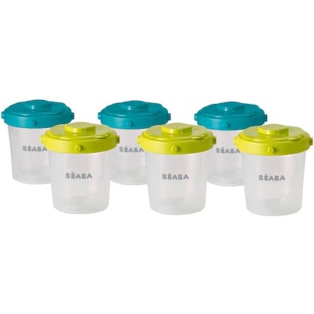 Beaba Set of 6 Food Conservation Jars 200ml - Blue/Neon