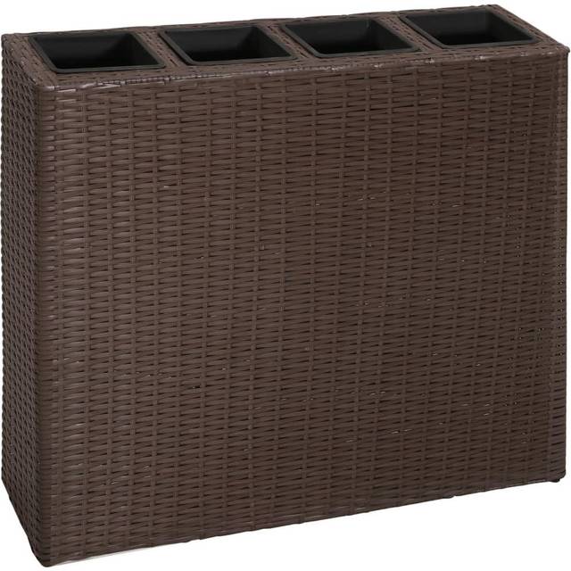 Raised Bed with 4 Pots Water Hyacinth Brown vidaXL