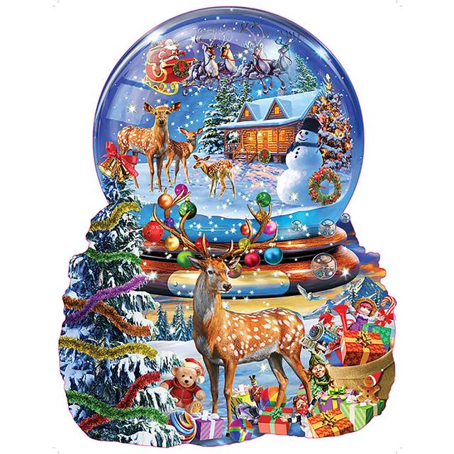 SUNSOUT INC - Christmas Snow Globe - 1000 pc Special Shape Jigsaw Puzzle by Artist: Adrian Chesterman - Finished Size 26.25 x 34.25 Christmas - MPN# 9
