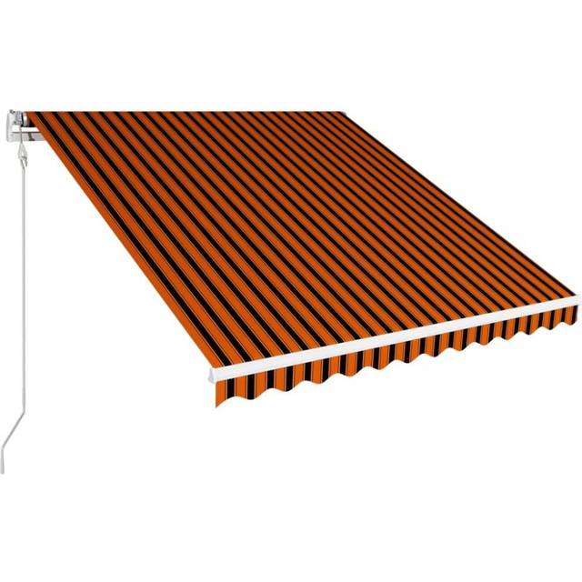 vidaXL Manual Retractable Awning 350x250 cm Orange and Brown - Multicolour