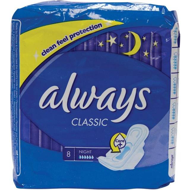 Always Classic Night Sanitary Towels With Wings Size 3 8 Pads