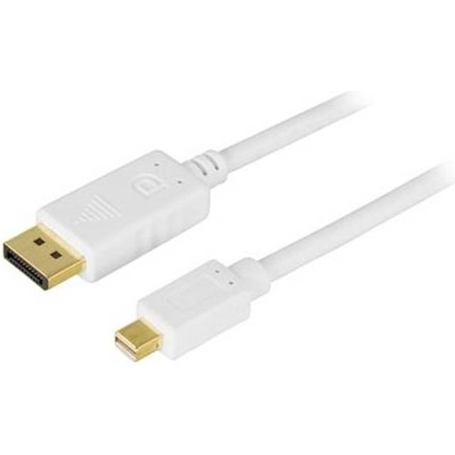 DELTACO DisplayPort till Mini DisplayPort kabel, 20-p ha-ha, 1m, vit (DP-1110)