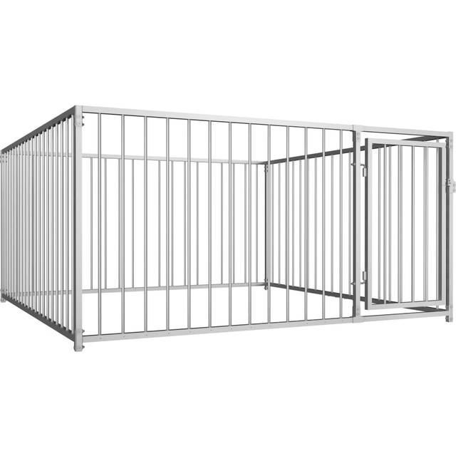 vidaXL Outdoor Dog Kennel 100x200x100 cm - Silver