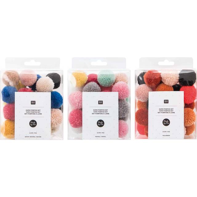Rico Yarn Pompon Set of 24 Orange/Black Mix