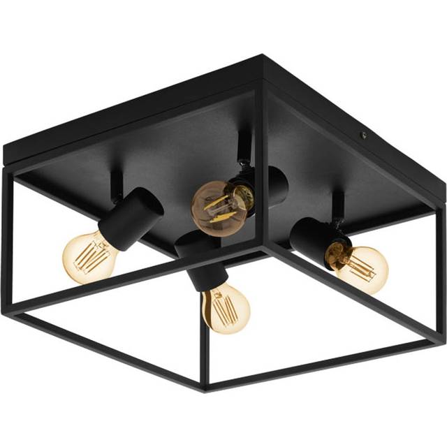 Eglo Industrial 4-Light Ceiling Light, Black