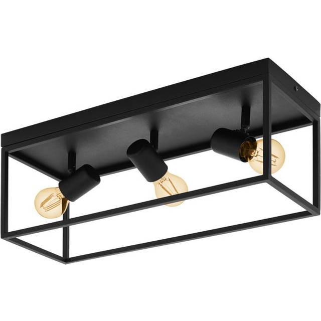 Eglo Industrial Style Black Steel 3-light Ceiling Light, Black