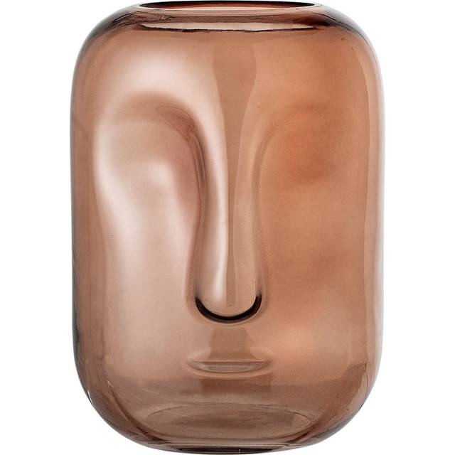 Bloomingville Bloomingville glass vase face 25 cm brown