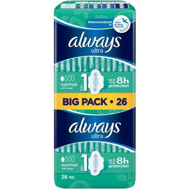 Always Ultra Normal with wings Size 1 26-pack - Forstå de 4 faser i din menstruationscyklus - Dinskønhed.dk