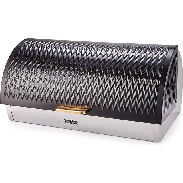 Tower T826090GRY Empire Bread Bin, Toll Top Bread Bin, Grey