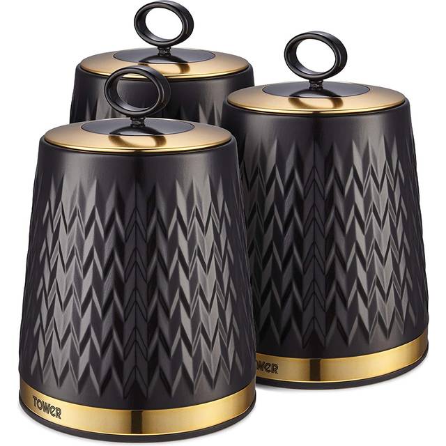 Set of 3 Tower Empire Kitchen Canisters - Grey