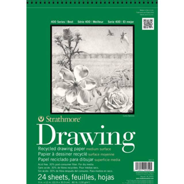 Strathmore Recycled Drawing Paper Pad Wire Bound 9X12-80lb  24 Sheets -62443900