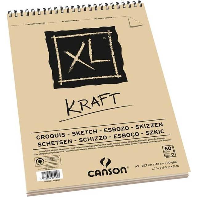 Canson : XL : Kraft : Spiral Pad : 90gsm : 60 Sheets : A3