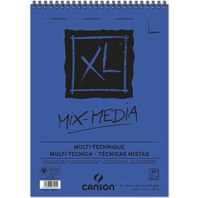 Canson : XL : Mixed Media : Spiral Pad : 300gsm : 30 Sheets : A4