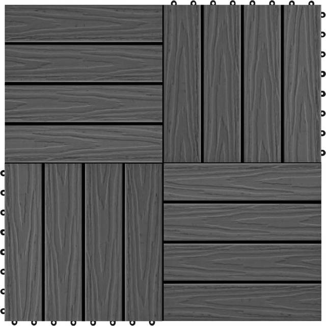 vidaXL 11 pcs Decking Tiles Deep Embossed WPC 30x30 cm 1 sqm Black