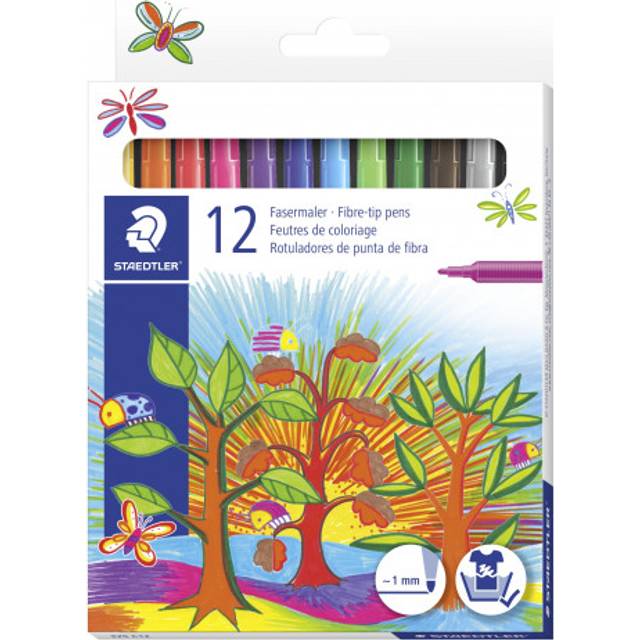 Noris Club Fibre Tip Fine Nib Pen - Pack of 12, Assorted Colors