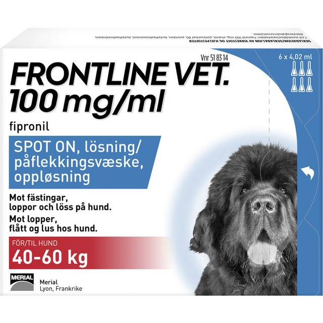 Frontline vet., spot-on, lösning 100 mg/ml Boehringer Ingelheim Animal Health 6 x 4,02 milliliter