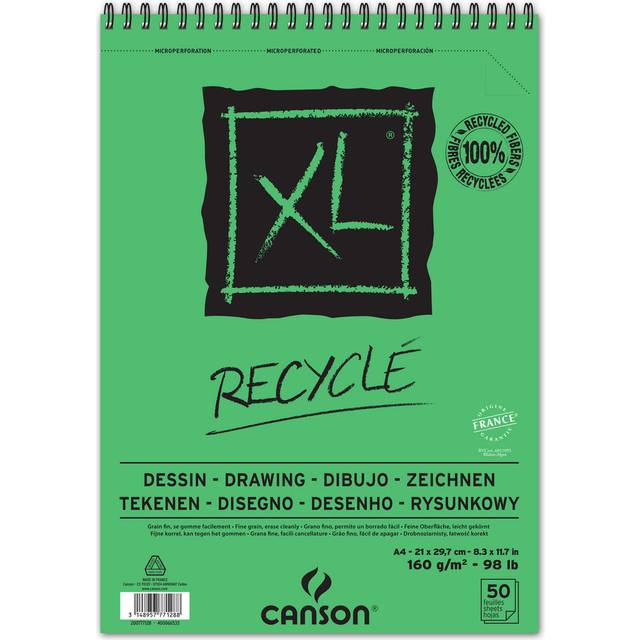 Canson : XL : Recycled : Spiral Pad : 160gsm : 50 Sheets : A4