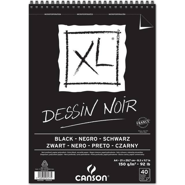 Ritpapper A4 block Svart 40 ark 150g Canson XL