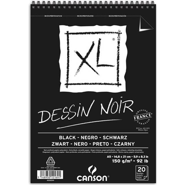 Canson : XL : Black : Spiral Pad : 150gsm : 20 Sheets : A5