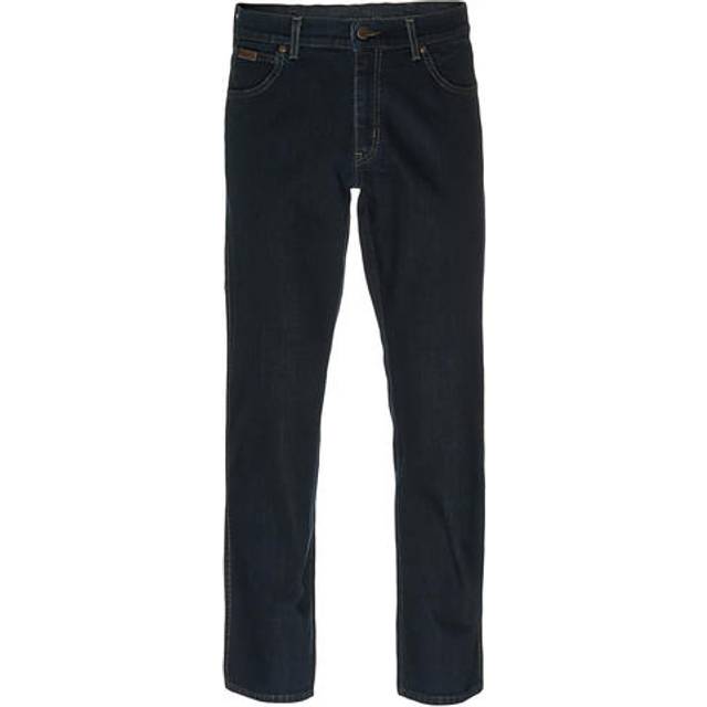 (32W 34L) Wrangler Texas Stretch Authentic Straight Leg Mens Jeans - Blue Black