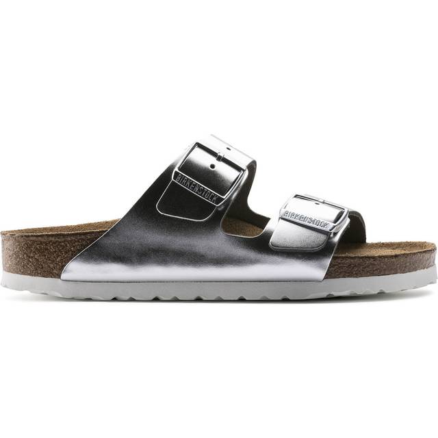 Birkenstock, Sliders, male, Gray, 2 UK, Arizona Silver Slippers