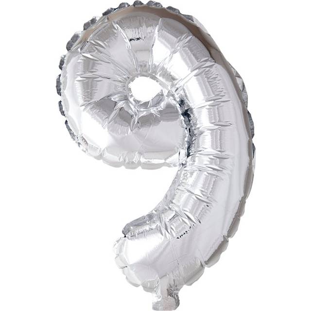 Folieballong siffra 0-9 silver 41 cm Siffra 9