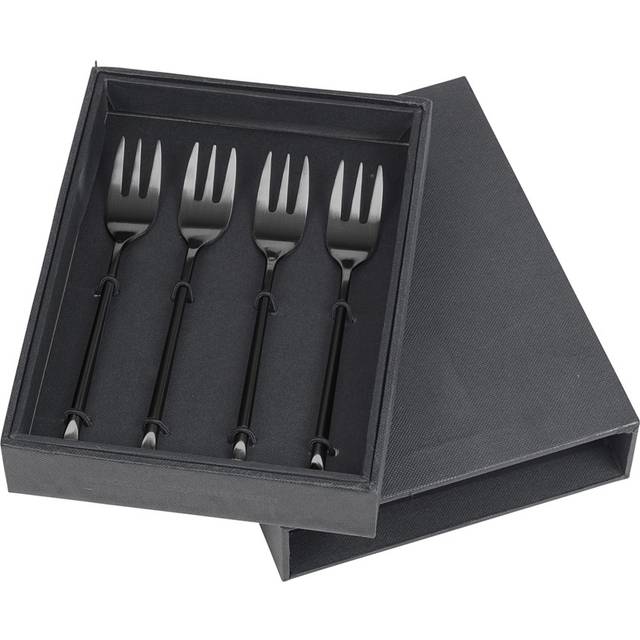 Broste Copenhagen Hune tårtgaffel 4-pack titanium mat black - Svart
