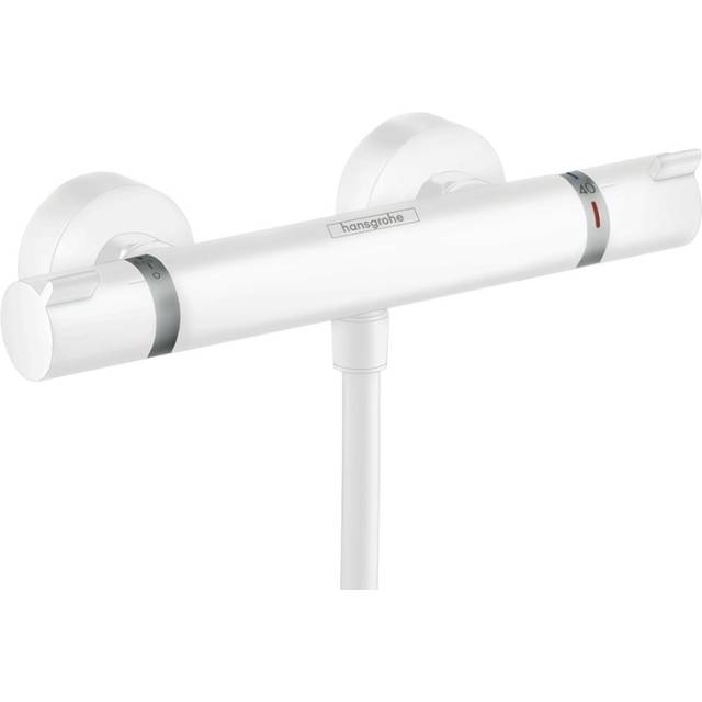 Hansgrohe Ecostat Matt White Exposed Thermostatic Shower Mixer Bar Val