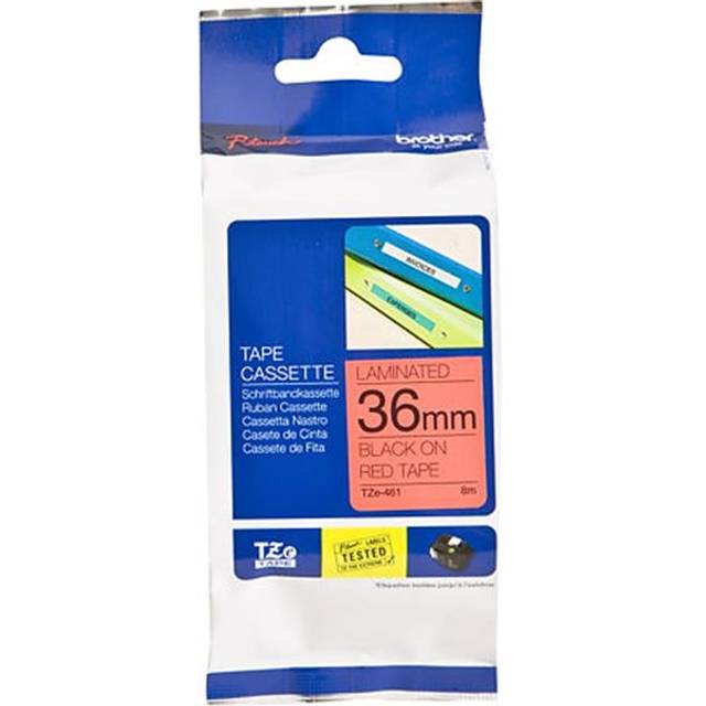 Original Brother P-Touch TZE461 36mm Gloss Tape - Black on Red