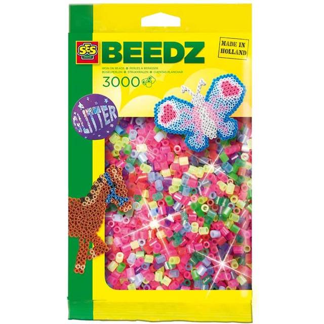 SES Creative 00774 Children's Packet of 3000 Mix Glitter Iron-on Beads