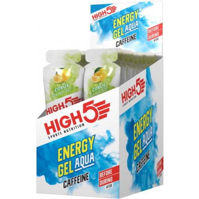 High5 Energi Gel Aqua Koffein Citrus - 20x66g, Unisex, Snabb Energi för Löpning