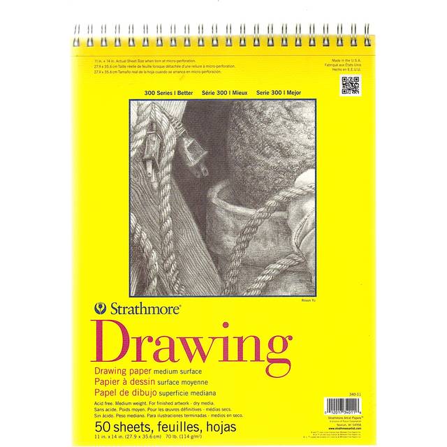 "Strathmore Medium Drawing Spiral Paper Pad 11""X14""-50 Sheets"